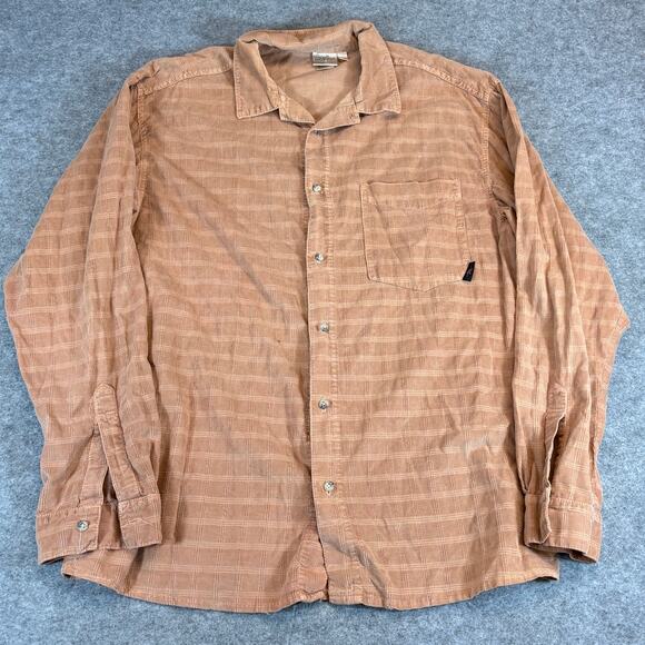 VINTAGE Gramicci Button Up Shirt Mens Large Tan Plaid Corduroy Long Sleeve Retro - Picture 1 of 6